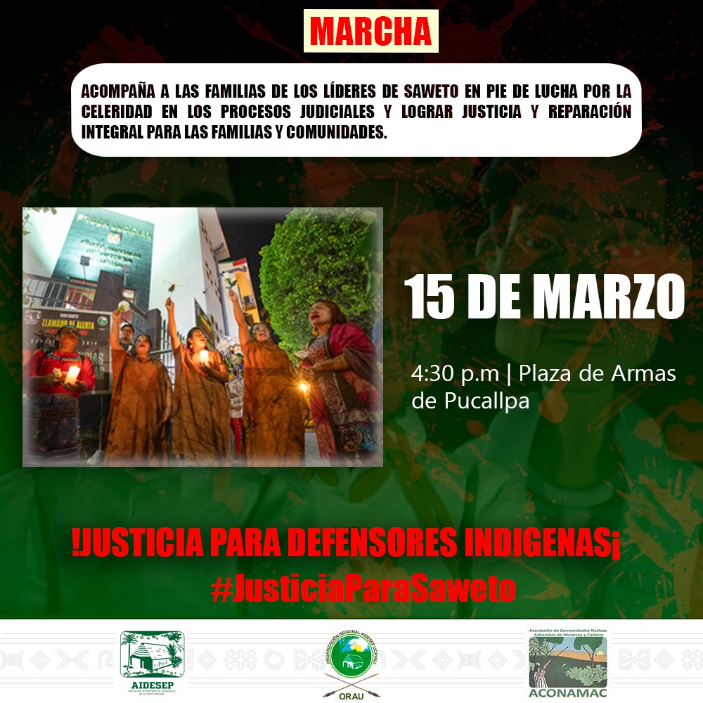 Marcha Pucallpa Saweto Caso Saweto: recta final del juicio oral inicia este viernes 15 de marzo en Pucallpa